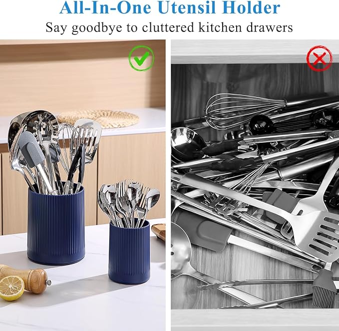Kyraton Cooking Utensils Holder 2pcs, 360° Rotating Heavy Duty Plastic Kitchen - Image 7