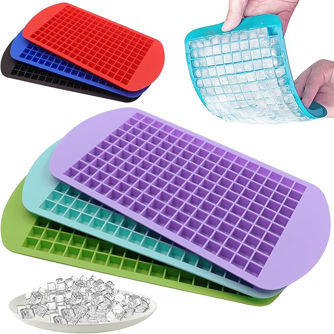 LeeYean Silicone Mini Ice Cube Trays 3 Pack, 160 Crushed Ice Cube Molds Easy by LeeYean