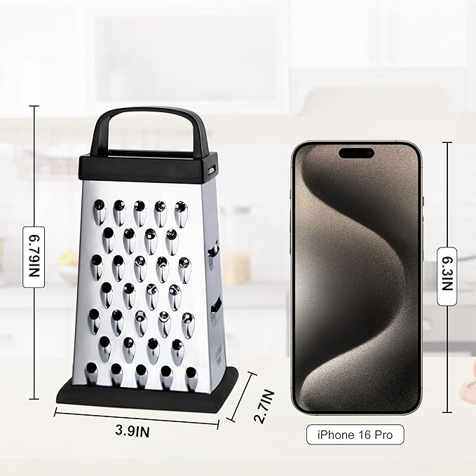 Cheese Grater, Mini Size 4-Sided Stainless Steel Grater, Food Shredder - Image 2