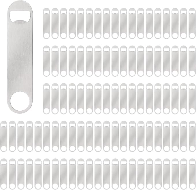 100 Pack Flat Beer Bottle Opener 7 inch Stainless Steel Flat Bottle Opener Beer by Yugada