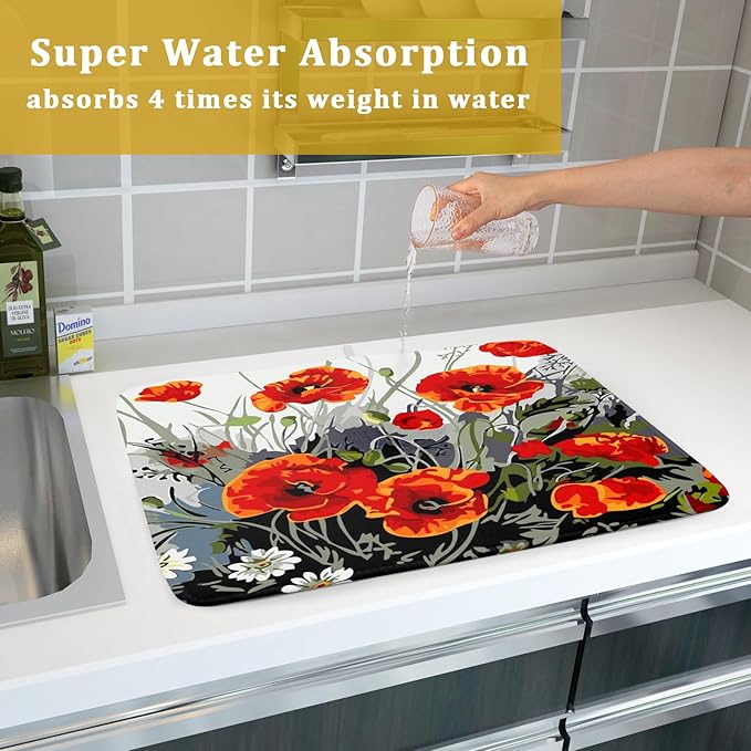 Giwawa Poppy Dish Drying Mat 18x24 inch - Image 7