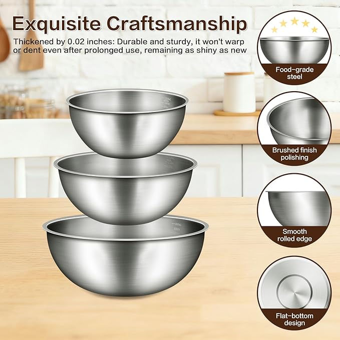 Gronivex Stainless Steel Mixing Bowls Set of 3 - Image 2