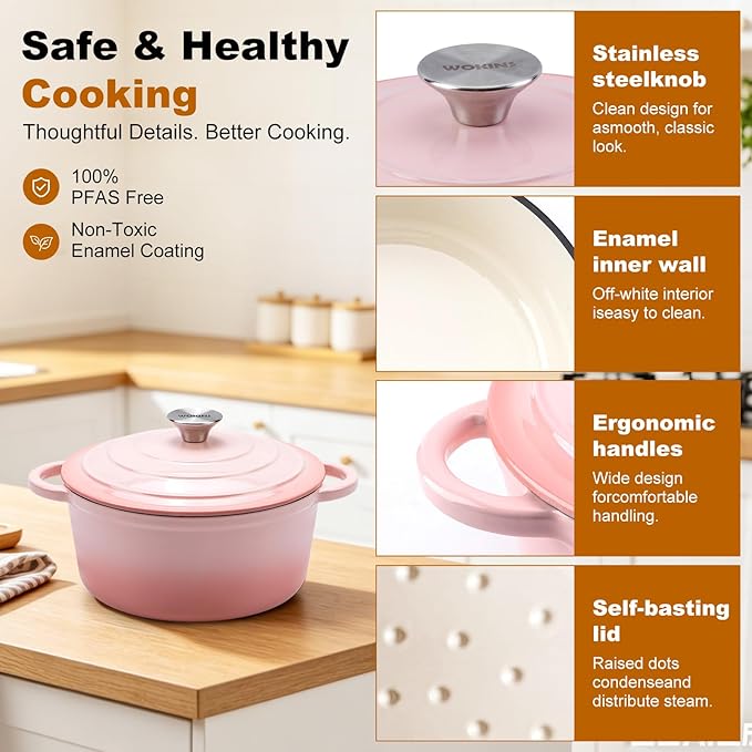 Enameled Cast Iron Dutch Oven - 7QT Pot - Image 6