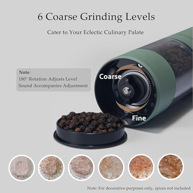 TLYSXPRO Electric Salt and Pepper Grinder Set, USB Rechargeable, Automatic Salt - Image 5