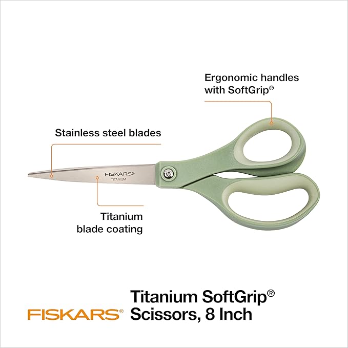 Fiskars 8” Comfort Grip Titanium Multipurpose Scissors - Image 2