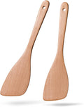 2PCS Wooden Spatulas for Cooking, 12.8inch Coated Beech Wood Turners for Frying by HEFILD