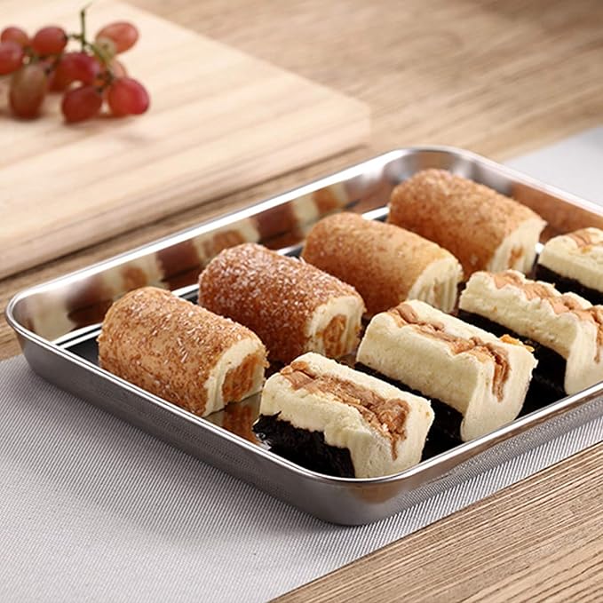 Baking Sheets 2 Pieces, Bastwe Stainless Steel Baking Pan Tray Cookie Sheet - Image 7