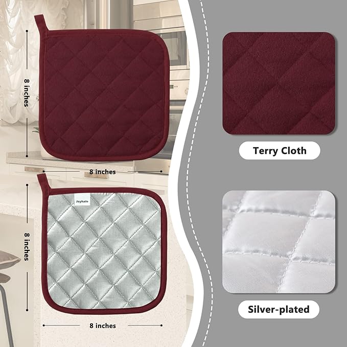Joyhalo 4 Pack Pot Holders for Kitchen, Cotton Oven Holder - Image 2