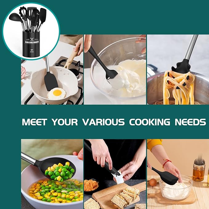 Silicone Cooking Utensil Set, Umite Chef 15pcs Silicone Cooking Kitchen - Image 6
