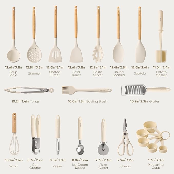CAROTE 22pcs Silicone Cooking Utensils Set, 446°F Heat Resistant Kitchen - Image 2