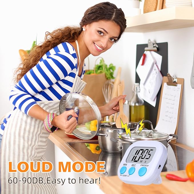 12 Pack Digital Kitchen Timers for Cooking, Small Magnetic Countdown Classroom - Image 3
