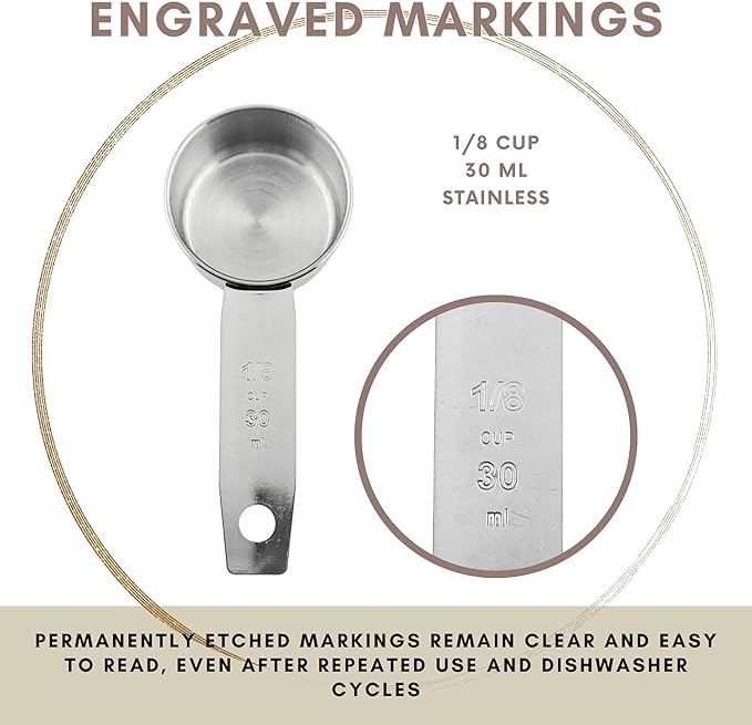 1/8 Cup Stainless Steel Measuring Cup | Sturdy Metal 30 ml | 30 cc | 1 oz | - Image 5