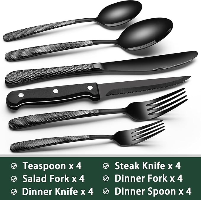 EWFEN 24-Piece Black Silverware Set - Image 2