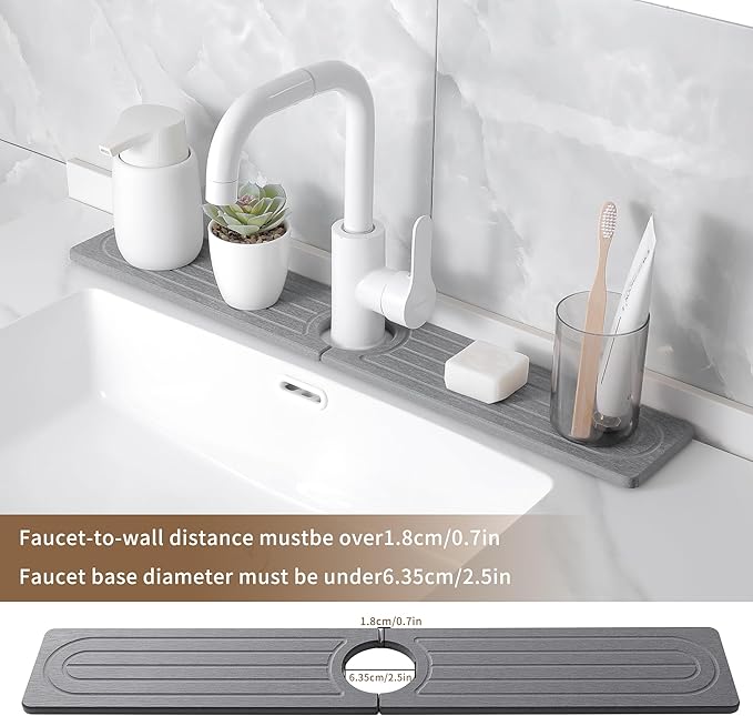 Faucet Mat for Kitchen Sink -Diatomite Stone Drying Mat for Kitchen Counter & - Image 4