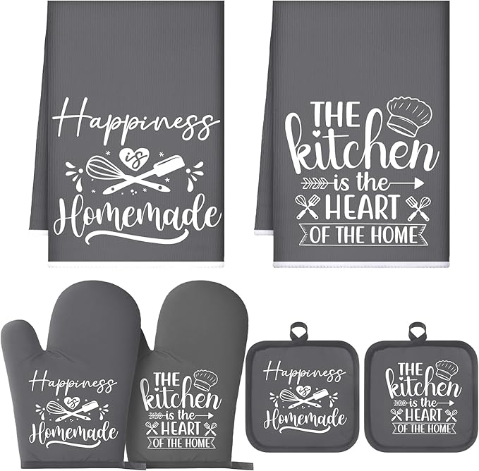Sratte 6 Pcs Kitchen Decor Accessories Set Farmhouse Towels Pot Holders Oven by Sratte