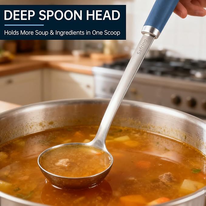 Safring Stainless Steel Soup Ladle and Spaghetti Spoon Set, Heat Resistant - Image 5
