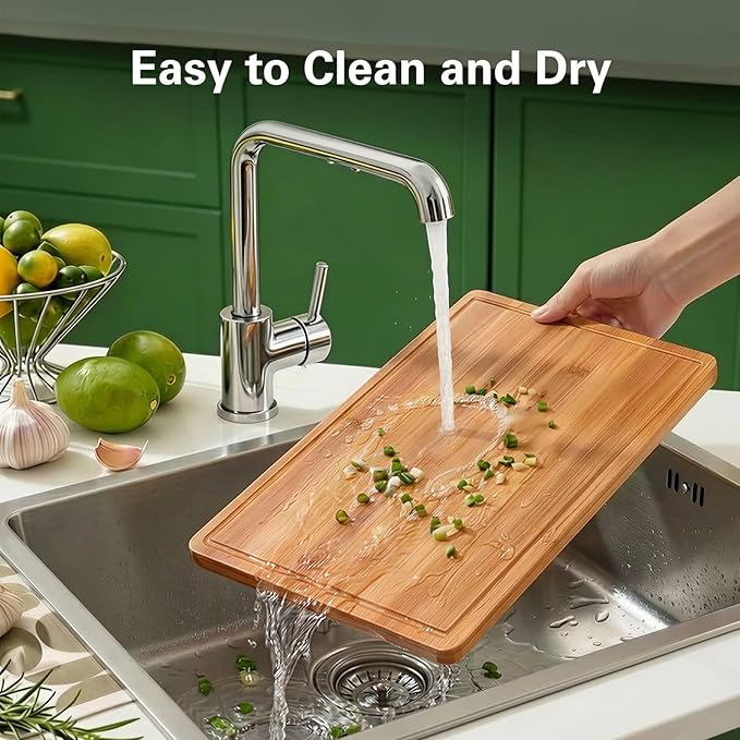 Zarler Bamboo Cutting Boards for Kitchen, 3 Piece Durable Wood Cutting Board - Image 6