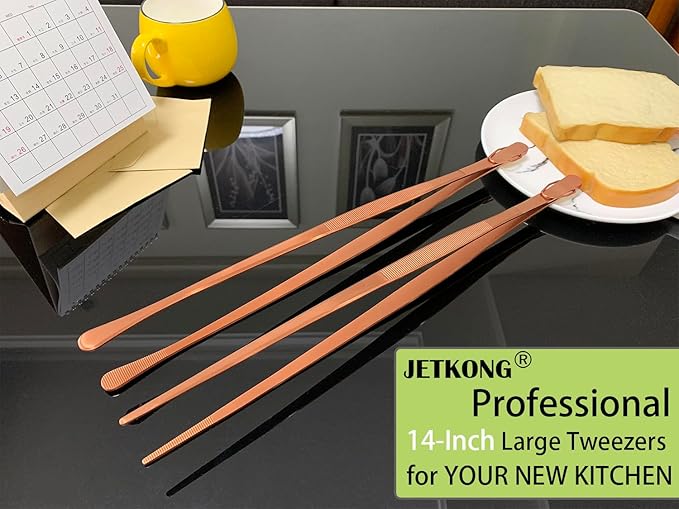 JETKONG 2 Pcs 14-Inch Kitchen Tweezers Extra Long Cooking Tweezer Tongs - Image 4