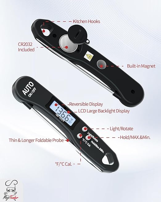 Instant Read Meat Thermometer, 1.2s Fast Read, ±1°F Accuracy, -58°F to 572°F - Image 9