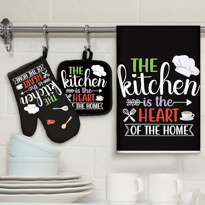 Sratte 6 Pcs Kitchen Decor Accessories Set Farmhouse Towels Pot Holders Oven - Image 2