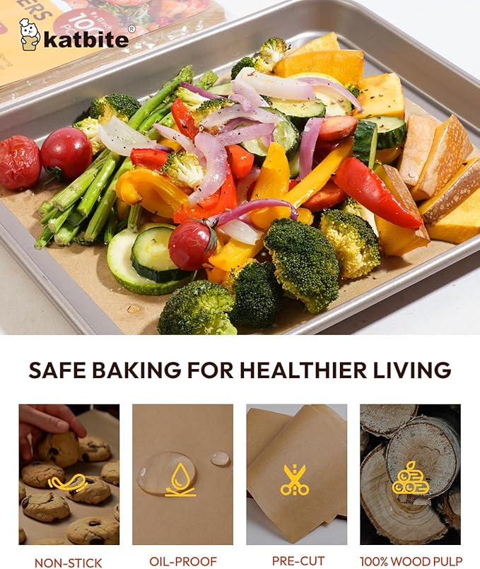 Katbite Air Fryer Disposable Paper Liners 100 Pcs, 9x11 Inch, Oil Resistant & - Image 3
