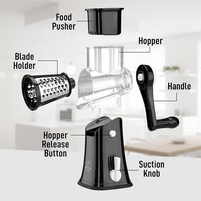 Zulay Kitchen Rotary Cheese Grater 5 Blade Cheese Shredder - Image 8