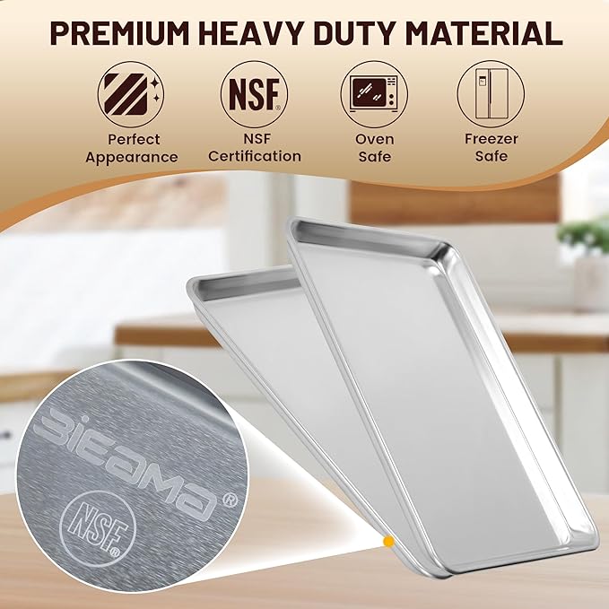 BIEAMA 6 Pack 15" × 21" Baking Sheet Pan Aluminum Commercial cookie sheets - Image 3