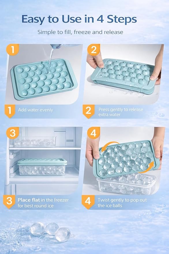 WIBIMEN Ice Cube Tray with Lid and Bin - Image 8