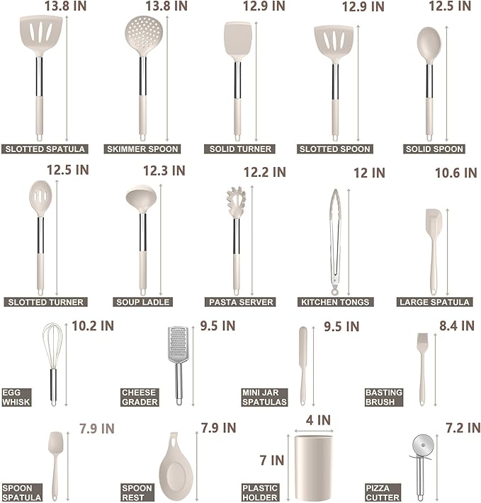 E-far Silicone Cooking Utensils Set, Heat Resistant Kitchen Spatulas Turner - Image 2