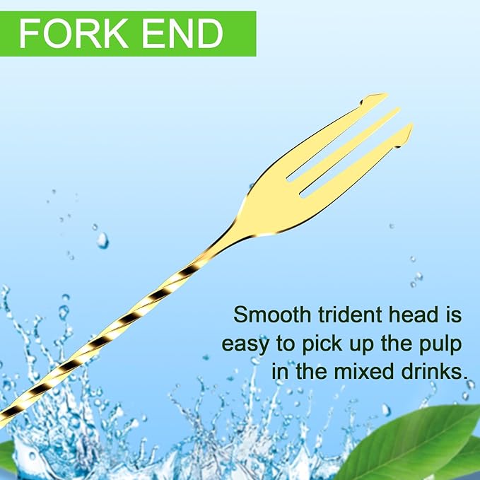 BRIOUT 2 Pcs Bar Spoon, 12 Inches Long Handle Drink Stirrer, Stainless Steel - Image 5
