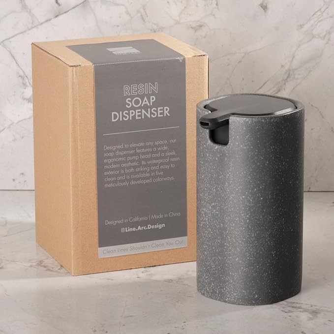LINE+ARC Modern Easy-to-Press Soap Dispenser. No-Rust Cute Bathroom Pink Marble - Image 6