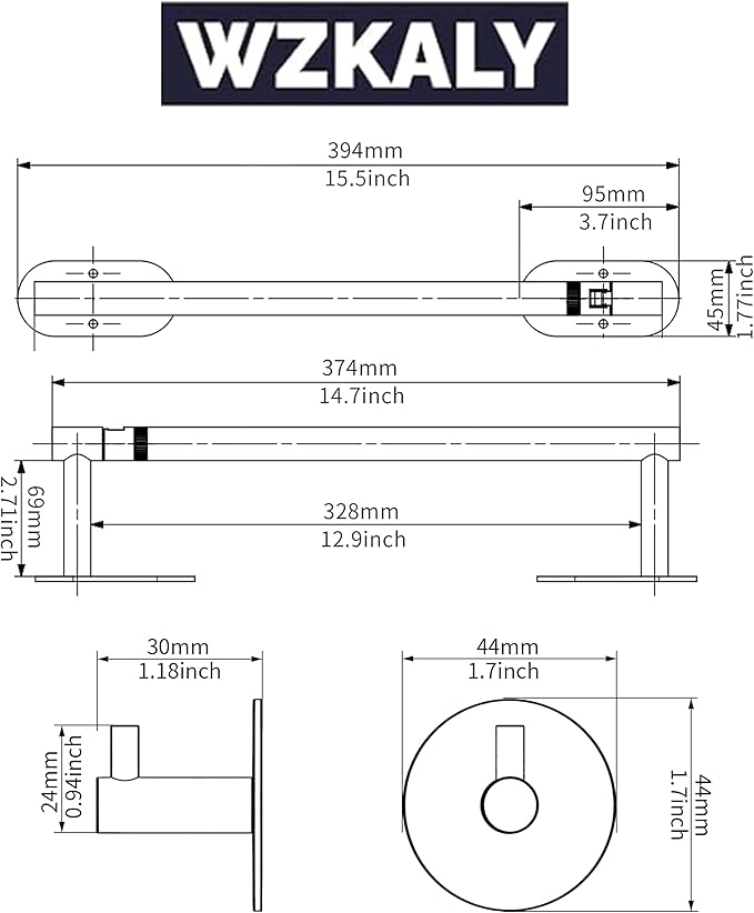Paper Towel Holder Under Cabinet, Self Adhesive or Wall Mounted SUS304 - Image 7