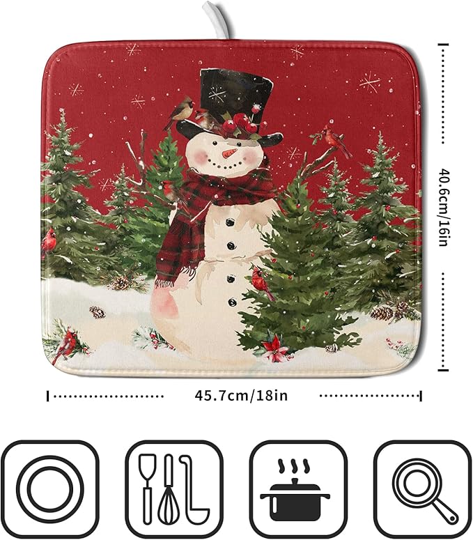 Christmas Snowman Dish Drying Mat - Image 2