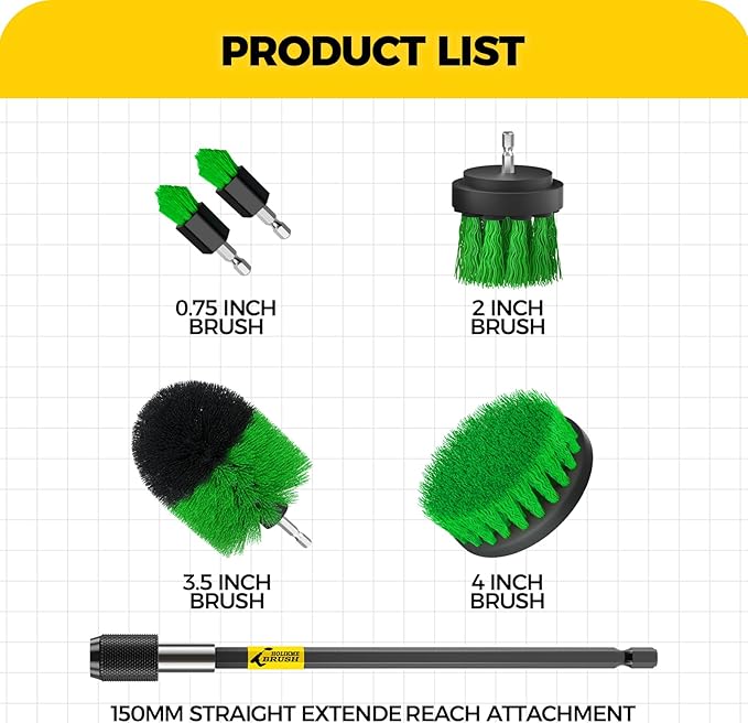 Holikme 6Pack Drill Brush Power Scrubber Cleaning Brush Extended Long - Image 7