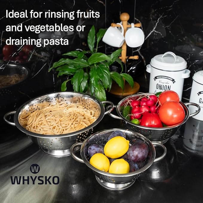 Whysko 3 Pack Stainless Steel Colanders - 5 Qt - Image 5