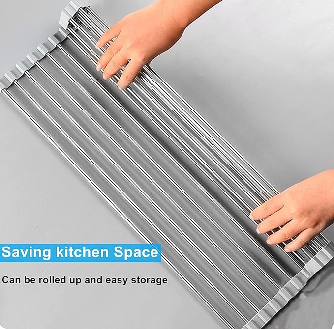 Seropy Extra Large 20.5"x13.7" Roll Up Dish Drying Rack Over The Sink Dish - Image 2