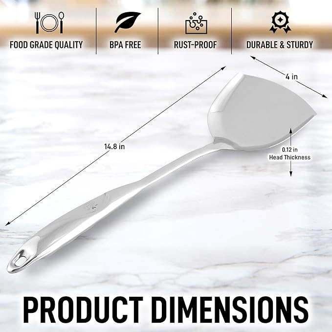 Zulay Kitchen Stainless Steel Wok Spatula - Image 4