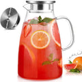Glass Pitcher with Lid, 1 Gallon 128oz Water Pitcher with Handle and Spout by Potdoctor