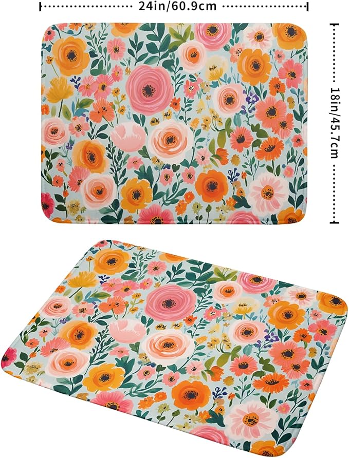 Watercolor Flower Dish Drying Mat - Image 2