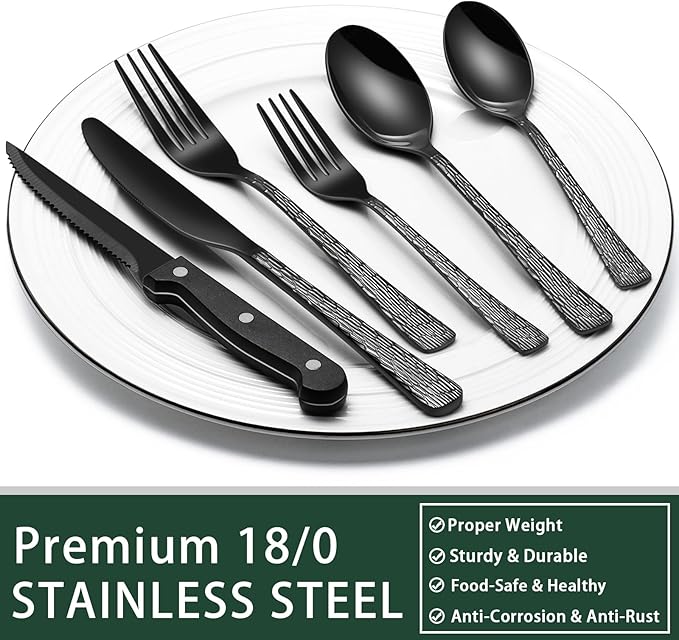 EWFEN 24-Piece Black Silverware Set - Image 5