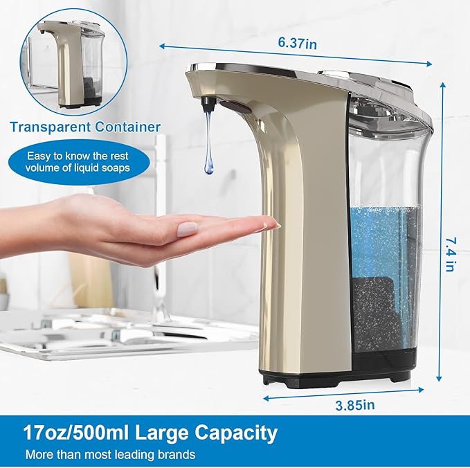 PZOTRUF Automatic Soap Dispenser, Touchless Dish Soap Dispenser 17oz/500ml - Image 3
