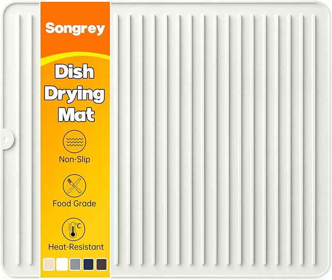 Songrey 18" x 16" Silicone Dish Drying Mat, Kitchen Counter Drying Pad by Unknown