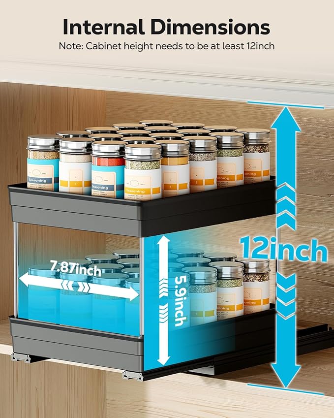 Nieifi Spice Organization for Cabinet-Vertical Spice Rack Pull Out-Spice Rack - Image 3