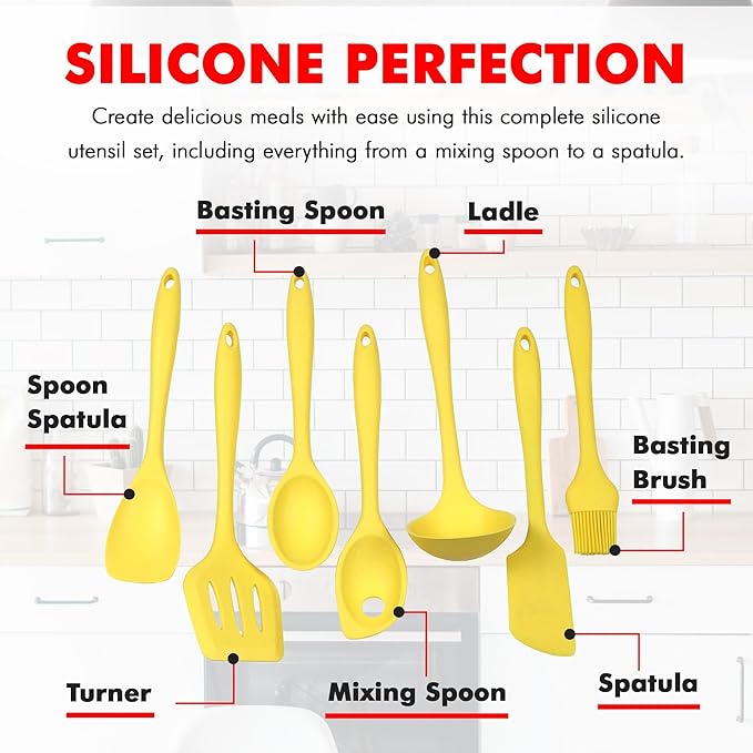 Chef Craft Premium Silicone Kitchen Tool and Utensil Set, 7 Piece - Image 4