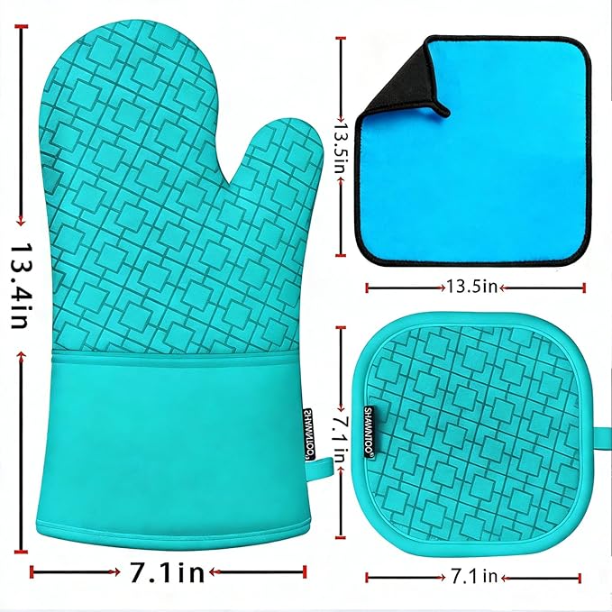 Oven Mitts and Pot Holders Sets 6pcs, Kitchen Oven Glove, High Heat Resistant - Image 2