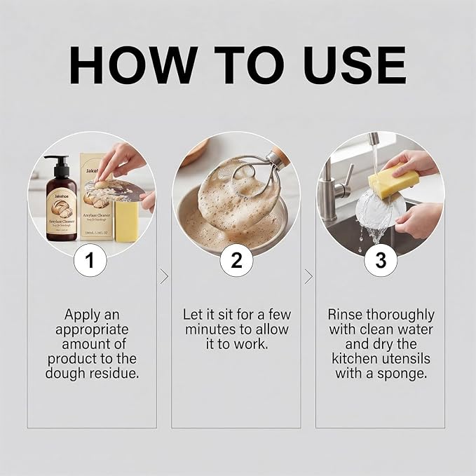 Dough Dissolve Soap For Sourdough, Fast-Acting Dough Cleaning Solution, Sourdough & Baking Mess - Enzyme Powered Formula Breaks Down Stuck-On Dough (2)