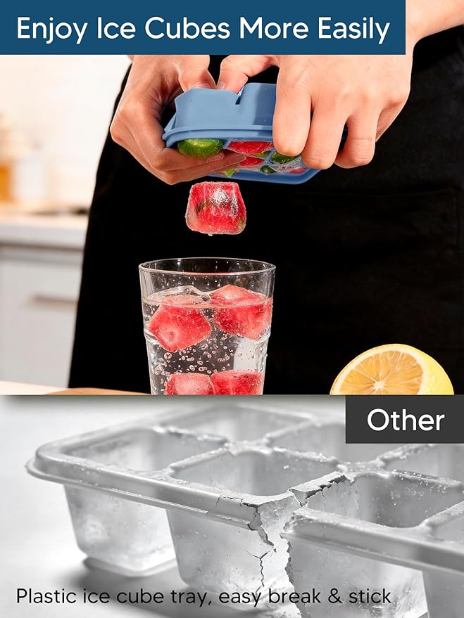 Silicone Ice Cube Trays with Lid, 2 Pack 30 Cubes, Easy Release Silicone Cube - Image 6