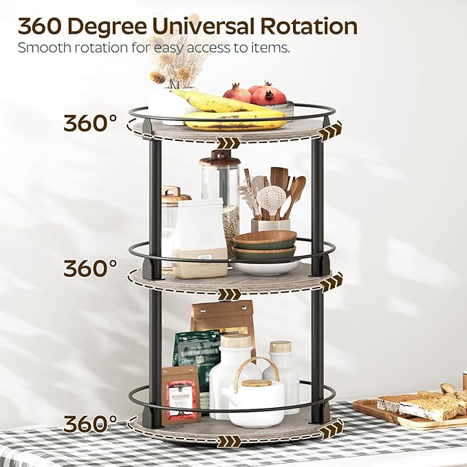 YATINEY 3-Tier Lazy Susan Organizer, Rotating Spice Rack, Spinning Organizer - Image 2