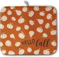 Hello Fall Drying Mat for Kitchen Counter Autumn Orange Pumpkin Dry Dish Mat by Kwlegh