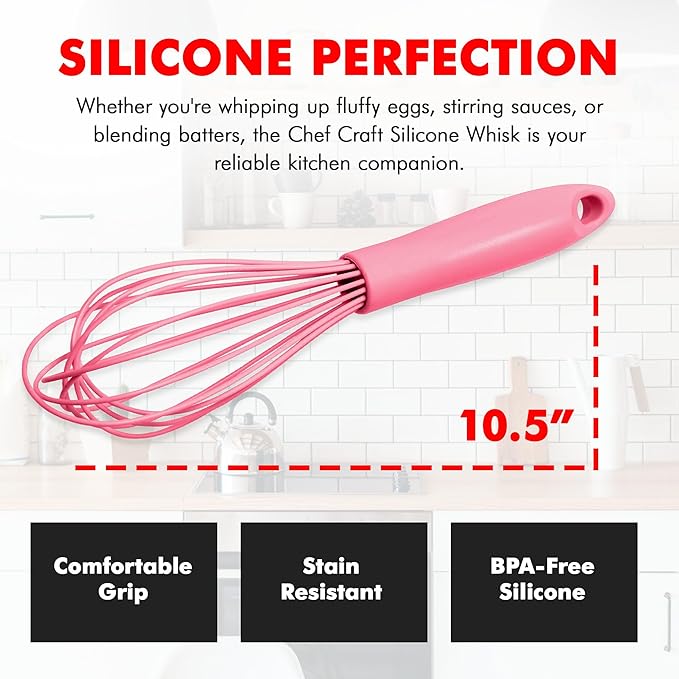 Chef Craft Premium Silicone Wire Cooking Whisk, 10.5 inch - Image 4